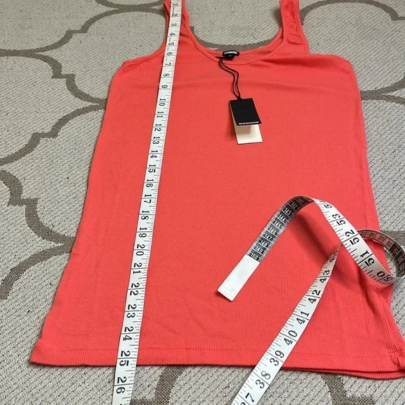 Monrow Supimafine Rib Scoop Neck Tank Fitted Sleeveless Tank Top size large - Picture 5 of 9